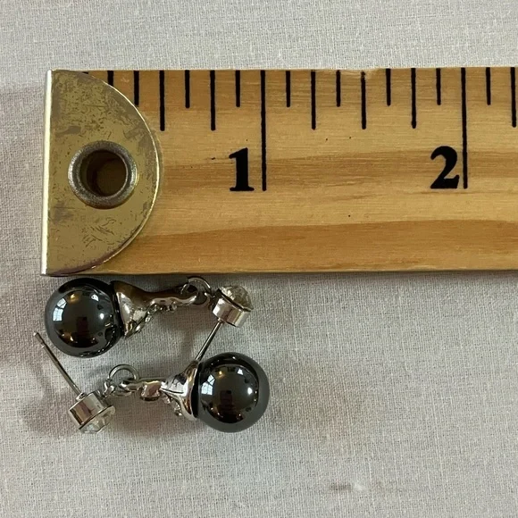 Hematite Round Beaded Necklace with Matching Drop Beaded Earrings Set - Picture 17 of 17